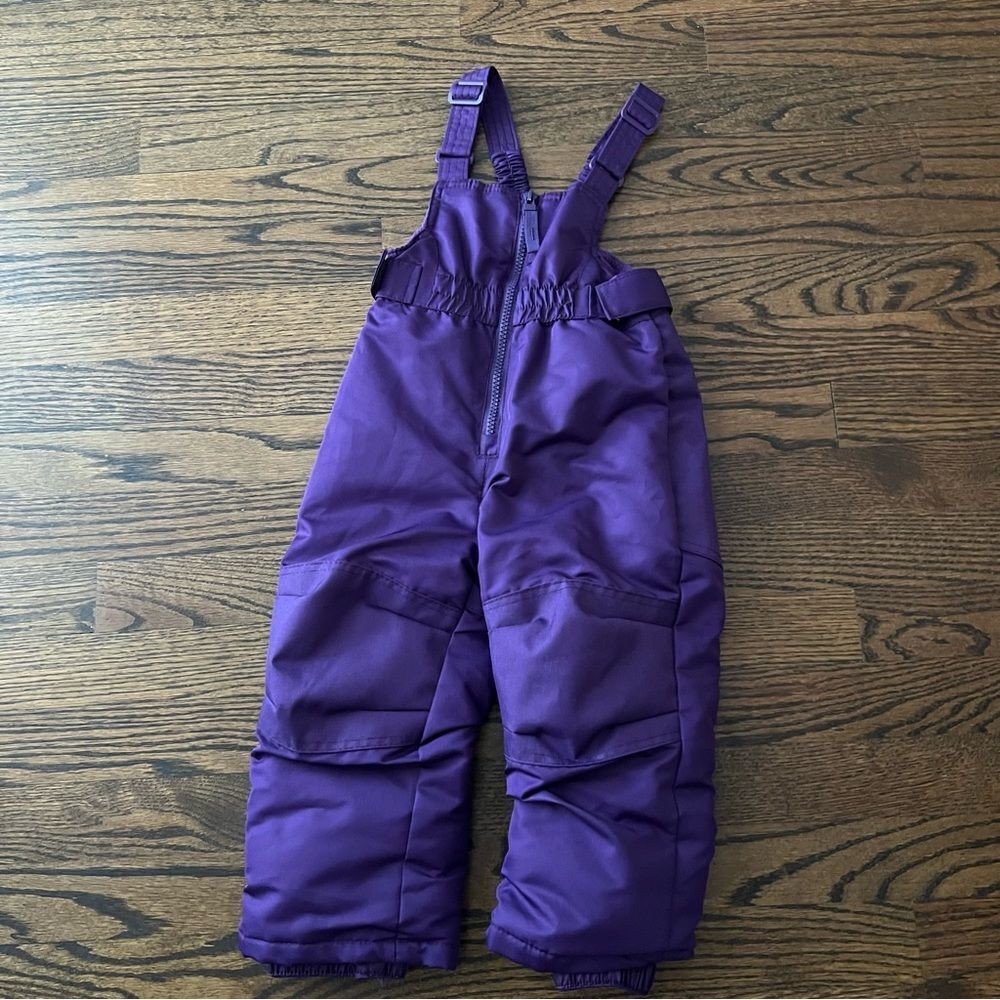 Cherokee fleece lined purple adjustable snow bib snowpants girls 18 months